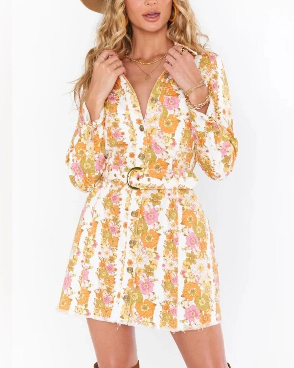 Show Me Your Mumu Durango Dress in Groovy Blooms Stripe Size XS